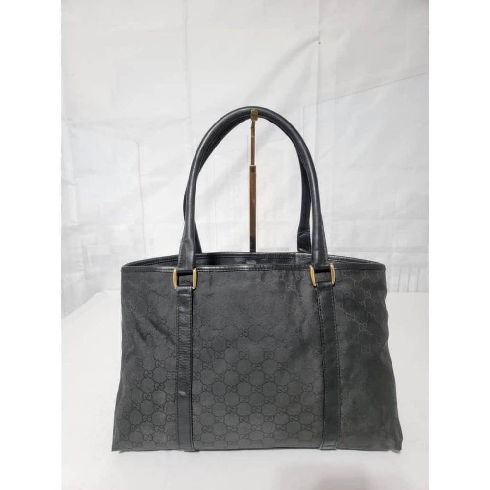 Authentic Gucci GG Nylon Canvas Tote Bag Black - Picture 13 of 14